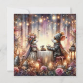 Woodland Mouse Romantische Tea Party Valentijn Feestdagenkaart (Voorkant)