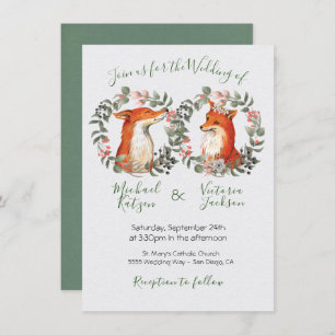 Woodland Mr. en Mrs Fox portret met bruiloft Kaart