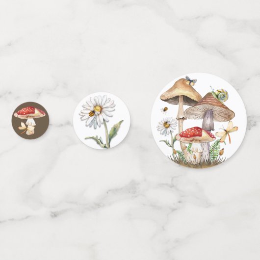 Woodland Mushroom Baby shower Confetti met Insect (Voorkanten)