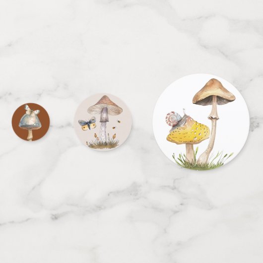 Woodland Mushroom Baby shower Confetti met Insect (Achterkanten)
