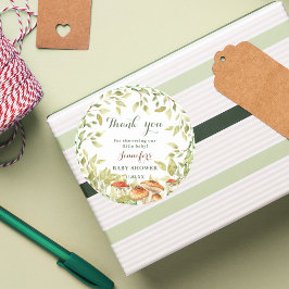Woodland Mushroom Baby shower Dank u wel Ronde Sticker
