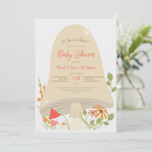 Woodland Mushroom Baby Shower Invitations Kaart (Staand voorkant)