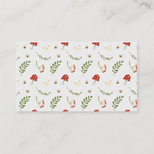 Woodland Mushroom Baby shower Luier Raffle Informatiekaartje (Achterkant)