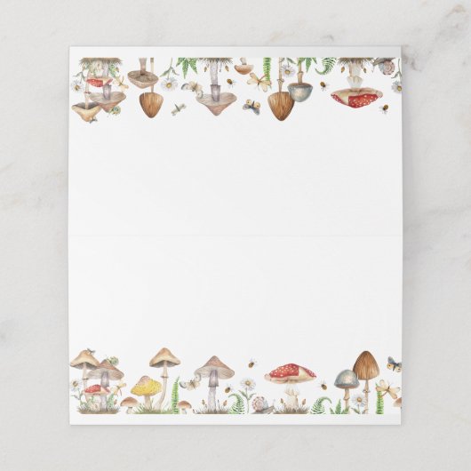 Woodland Mushroom Baby shower Place Card met Inse Plaatskaartje (Buitenkant ongevouwen)