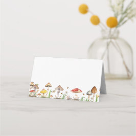 Woodland Mushroom Baby shower Place Card met Inse Plaatskaartje