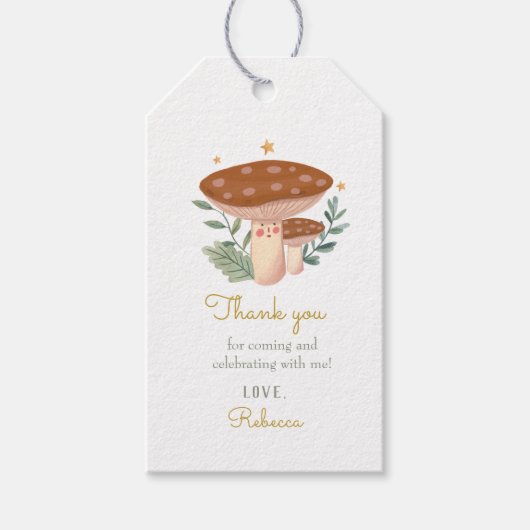 Woodland Mushroom Birthday Gift Labels Cadeaulabel (Voorkant)