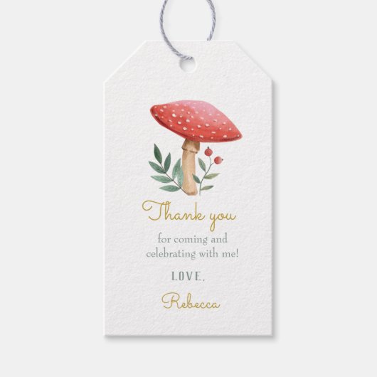 Woodland Mushroom Birthday Gift Labels Cadeaulabel (Voorkant)