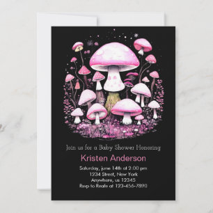 Woodland Mushroom Blissful Roze Meisje Baby shower Kaart