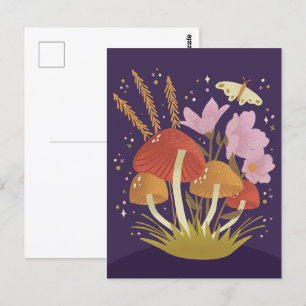 Woodland Mushroom Bloemen Illustratie Briefkaart