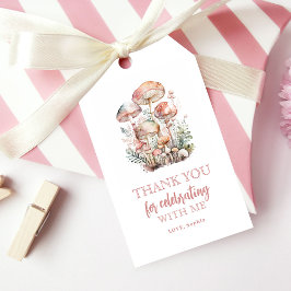 Woodland Mushroom Blush Pink Birthday Hartelijk da Cadeaulabel