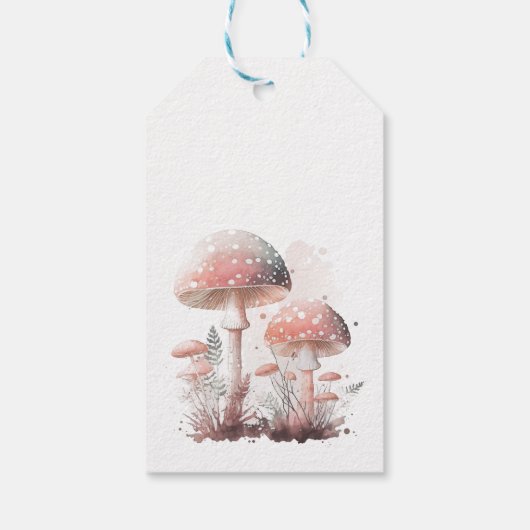 Woodland Mushroom Blush Pink Birthday Hartelijk da Cadeaulabel (Achterkant)