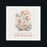 Woodland Mushroom Blush Pink Kids Birthday Party Servet<br><div class="desc">Woodland Mushroom Blush Pink Kids Birthday Party Napkins</div>
