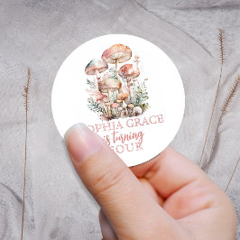 Woodland Mushroom Blush Pink Ronde Sticker