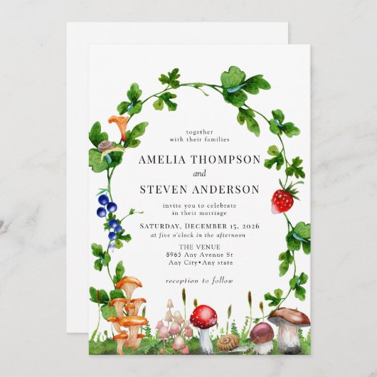 Woodland Mushroom | Bosbruiloft Kaart (Voorkant / Achterkant)