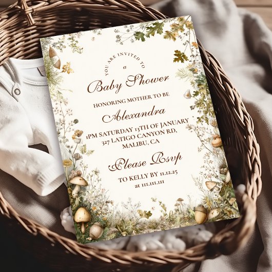 Woodland Mushroom Forest Baby shower Kaart