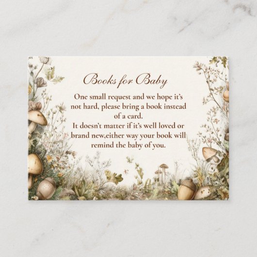 Woodland Mushroom Forest Boeken voor Baby Informatiekaartje (Voorkant)