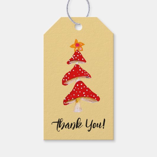 Woodland Mushroom Leaf Herfst Baby shower Dank u Cadeaulabel (Voorkant)