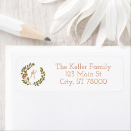 Woodland Mushroom Monogram Return Address Etiket