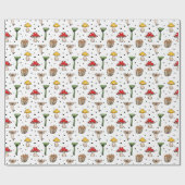 Woodland Mushroom Pattern Wrapping Paper Cadeaupapier (Vlak)