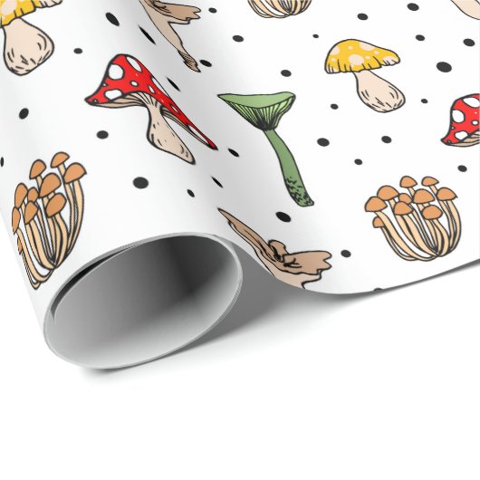 Woodland Mushroom Pattern Wrapping Paper Cadeaupapier (Rol Hoek)