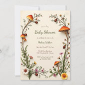 Woodland Mushroom Rustic Boho Baby shower Kaart (Voorkant)