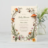 Woodland Mushroom Rustic Boho Baby shower Kaart (Staand voorkant)