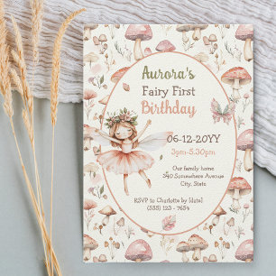 Woodland Mushroom waterverf Fairy Eerste Verjaarda Kaart
