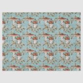 Woodland Mushrooms op Blauwgroen Weefselpapier Tissuepapier (Voorkant)