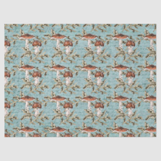 Woodland Mushrooms op Blauwgroen Weefselpapier Tissuepapier