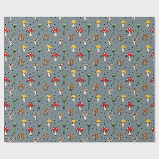 Woodland Mushrooms Pattern Wrapping Paper Cadeaupapier (Vlak)