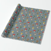 Woodland Mushrooms Pattern Wrapping Paper Cadeaupapier (Uitgerold)