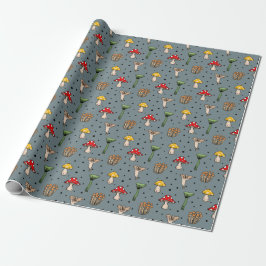 Woodland Mushrooms Pattern Wrapping Paper Cadeaupapier