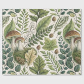 Woodland Mushrooms Pinecones Ferns Herfstpatroon Cadeaupapier (Vlak)
