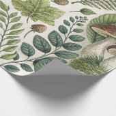 Woodland Mushrooms Pinecones Ferns Herfstpatroon Cadeaupapier (Hoek)