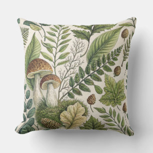 Woodland Mushrooms Pinecones Ferns Herfstpatroon Kussen