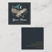 Woodland Nachtschuur Uil & Luna Moth Vierkante Visitekaartje (Voorkant / Achterkant)