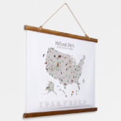 Woodland National Parks Kaart Kleuterschool Decor Hangend Wandkleed (Gebogen)