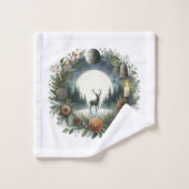 Woodland Nature Wildlife Deer Moon Bad Handdoek (Wasdoekje)