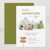 Woodland Natuur Adventure Baby shower Invitation Kaart (Voorkant / Achterkant)