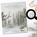 Woodland Natuur Optionele tekst Snowy Kerstmis Legpuzzel<br><div class="desc">Gepersonaliseerde winterpuzzel met volledig bewerkbare bewoordingen die u altijd kunt personaliseren of verwijderen. Het ontwerp omvat een midwinter bos natuur scène met de warme gloed van een straatlamp,  een eend op het meer,  een uil op de vleugel en een rover in de boom.</div>