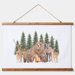 Woodland Natuur Wilde Dieren Kwekerij Decor Hangend Wandkleed