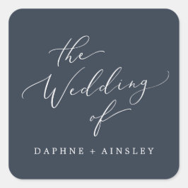 Woodland Navy Blue Wedding Envelope Seals Vierkante Sticker
