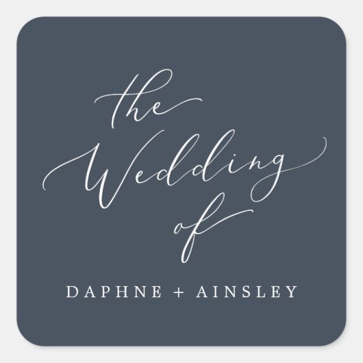 Woodland Navy Blue Wedding Envelope Seals Vierkante Sticker (Voorkant)