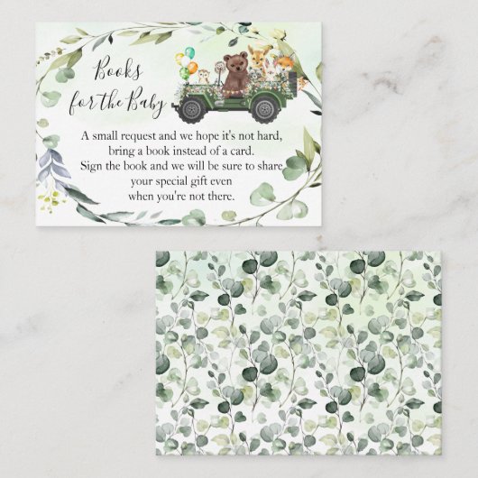 Woodland Neem een Baby shower-boekenkaart mee Plaatskaartje (Voorkant / Achterkant)