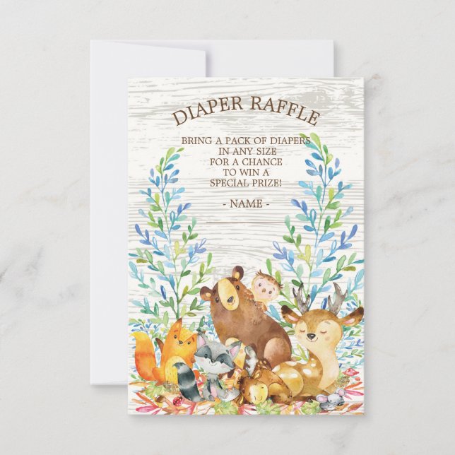 Woodland Neutraal Baby shower Diaper Raffle Ticket (Voorkant)