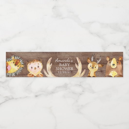 Woodland Neutraal Baby shower Waterflesetiket Waterfles Etiket (Enkel label)