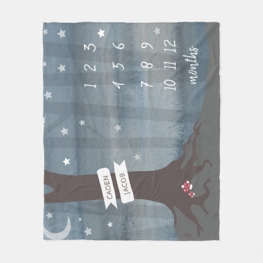 Woodland Night Baby Milestone Fleece Deken (Voorkant)