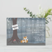 Woodland Night Fox Baby shower Kaart (Staand voorkant)