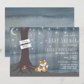 Woodland Night Fox Baby shower Kaart (Voorkant / Achterkant)