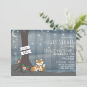 Woodland Night Fox Baby shower - Meisje Kaart (Staand voorkant)